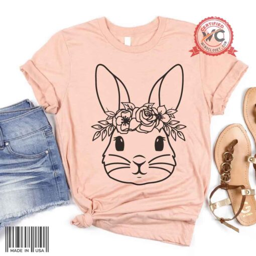 Bunny with flowers shirt
