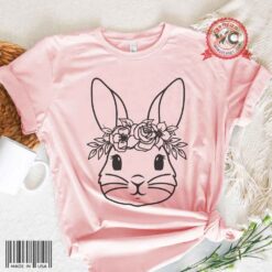 Bunny with flowers shirt, Easter bunny shirt, cute bunny shirt, Easter unisex tee