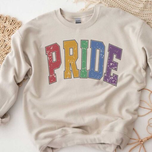 Distressed pride sweatshirt , LGBT pride sweatshirt, pride varsity sweatshirt, guy pride sweatshirt