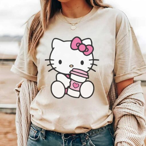 Kitty with Starbucks Coffee Shirt