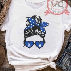 LA Dodgers Messy bun shirt, Dodgers mom Life shirt, Messy Bun Mom Dodgers shirt, Dodgers Baseball shirt