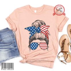 Patriotic Messy bun shirt, 4th of July Messy Bun Hair shirt, Patriotic Mom shirt