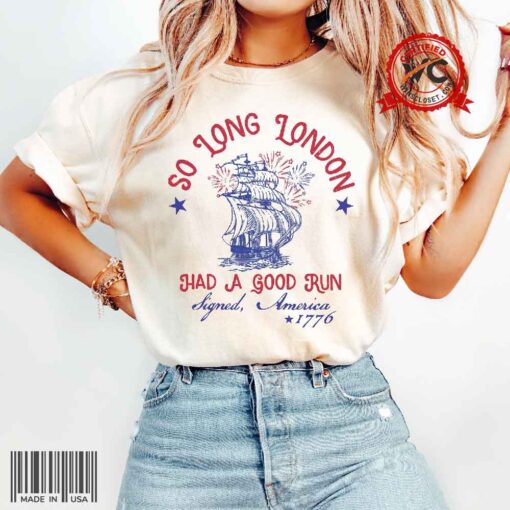 So Long London 4th of July Comfort Colors, Swiftie Fangirl, Gift For Her, Fourth Of July Shirt, Oversized Trendy Tee, July 4th Shirt